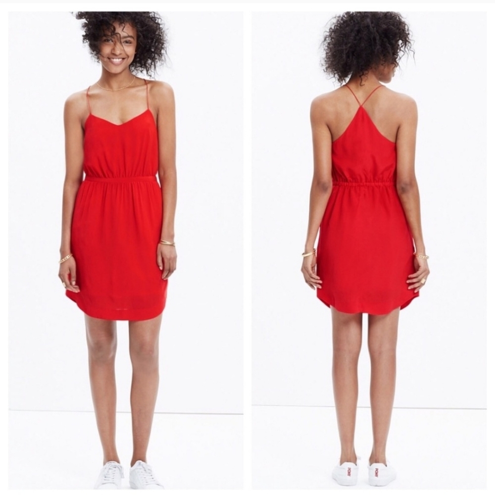Madewell Red Silk Starview Cami Dress 4